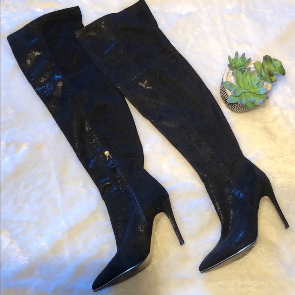 Guess Black Over the Knee High Heel Boots